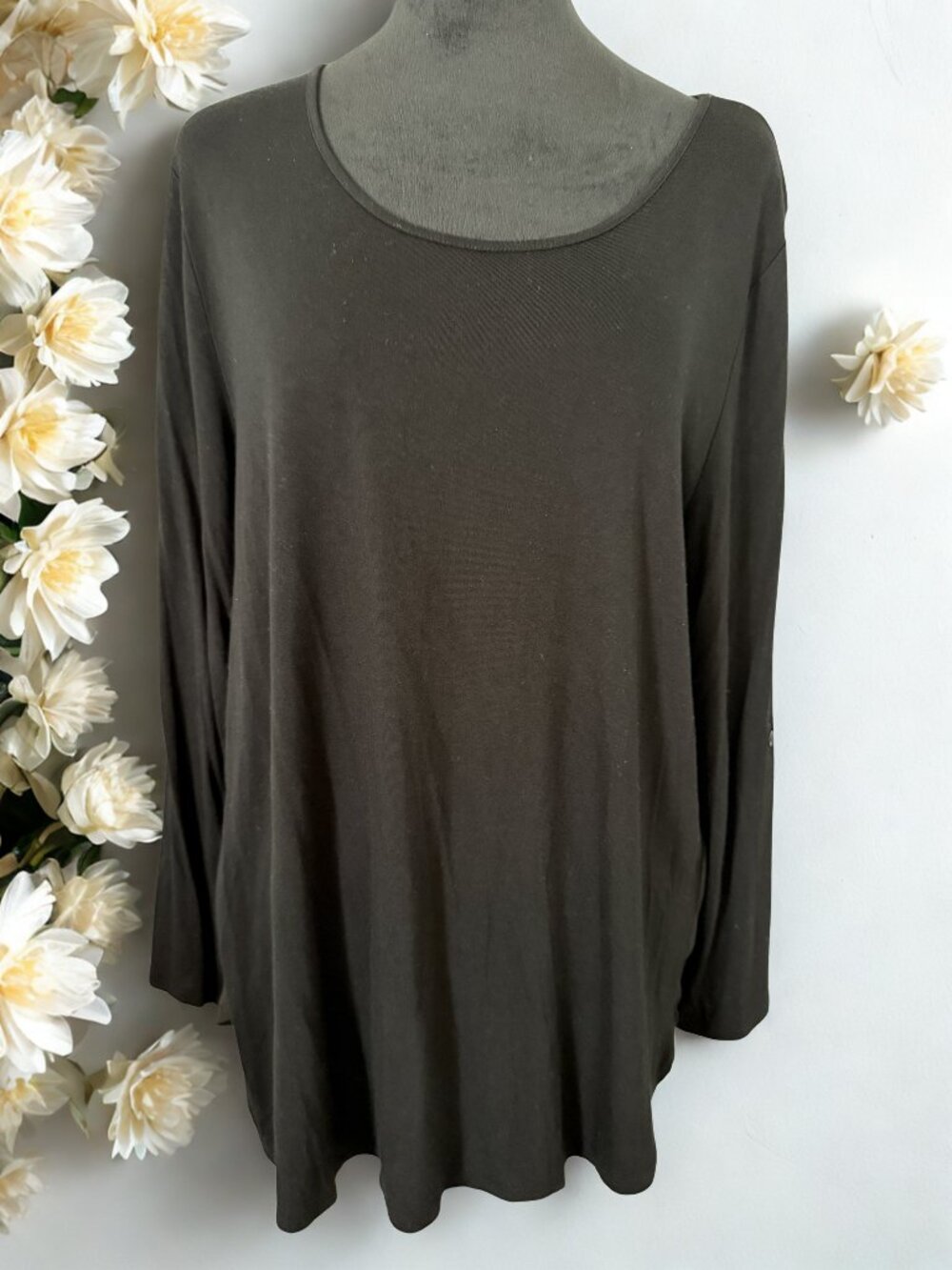 Ellen Tracy Black Sheer Back Top